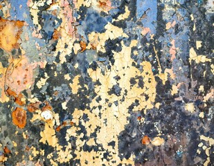 Abstract colored spots background of naturally aged paint on the surface.