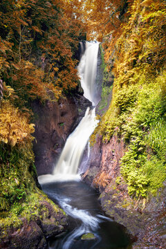 Ess-Na-Laragh waterfall in Glenariff Forest Park, Northern Ireland