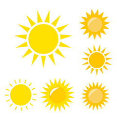 Sun icon illustration. Sunshine isolated set. Sun logo vector