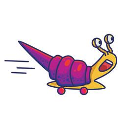 cute snail running fast. Animal cartoon Isolated Flat Style Sticker Web Design Icon illustration Premium Vector Logo mascot character
