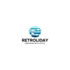 Modern flat colorful RETROLIDAY style logo design