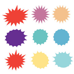 Bursting speech star set. Starburst isolated icons set