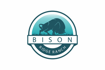 bison logo design. premium vector