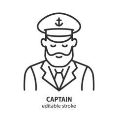 Captain line vector icon. Symbol of sailling, shipping. Editable stroke.