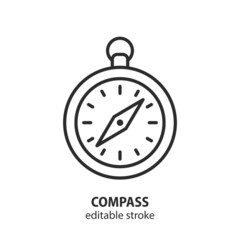 Compass line vector icon. Symbol of navigation. Editable stroke.