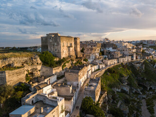A town of Ginosa located in south Italy from a drone view.