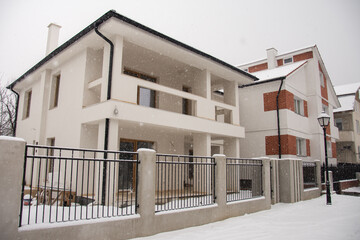 Winter in Bistrita, December, 2021, Romania ,house under construction 