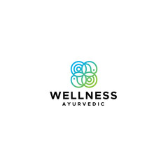 Minimalist colorful WELLNESS AYURVEDIC logo design