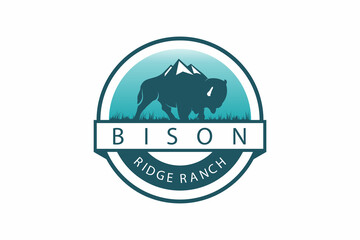 bison logo design. premium vector