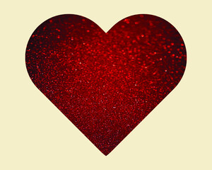 Red heart for greeting cards, booklets. Red heart for Valentine's Day with a glitter. Heart with sequins
