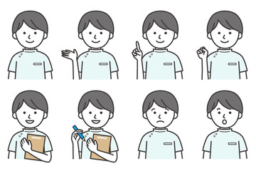 男性 医療 白衣  整体 治療院 薬局 人物 イラスト ベクター AI 素材