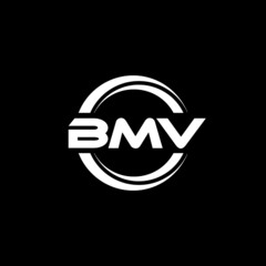 BMV letter logo design with black background in illustrator, vector logo modern alphabet font overlap style. calligraphy designs for logo, Poster, Invitation, etc.	