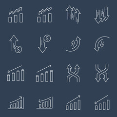 Increase and Decrease icons set . Increase and Decrease pack symbol vector elements for infographic web
