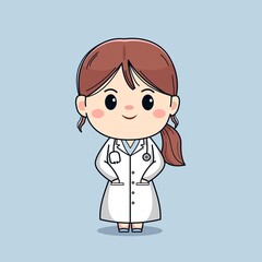 Illustration of beautiful female doctor cute kawaii chibi vector character deisgn