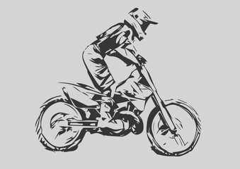 Motocross Jump silhouette Vector isolated on grey background.