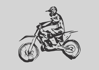 Motocross Jump silhouette Vector isolated on grey background.