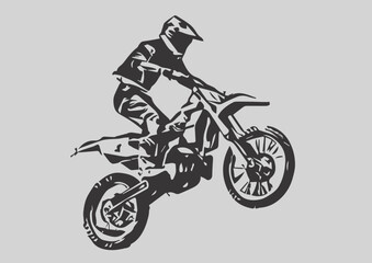 Obraz na płótnie Canvas Motocross Jump silhouette Vector isolated on grey background.