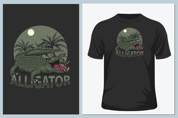 Crocodile t-shirt design. Poster and sticker vector illustration