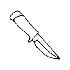 Hand drawn doodle knife. Vector camp or kitchen clipart. Outline.