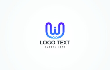 Letter W logo design template, Technology abstract 
W connection vector logo icon.