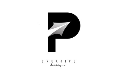 Paper cut letter P. Vector Illustration with creative cut letter. Realistic paper cut effect on white background. 