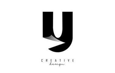 Paper cut letter U. Vector Illustration with creative cut letter. Realistic paper cut effect on white background. 