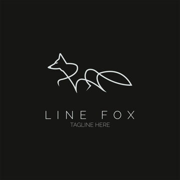 fox logo icon line style template design for brand or company and other