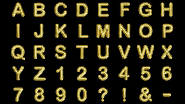 aluminum foil inflated balloon letter full alphabet characters, digit numbers and punctuation signs