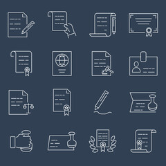 Fototapeta na wymiar Legal Documents icons set . Legal Documents pack symbol vector elements for infographic web