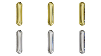 aluminum foil inflated balloon alphabet letter I gold and silver different angles