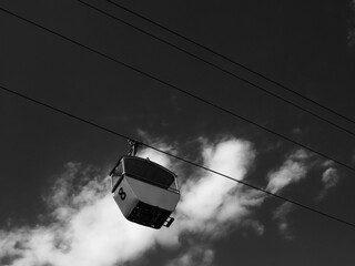    empty chairlift Germany Rüsselsheim outdoor transportation summer day