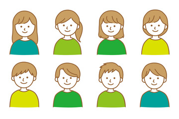 人物 男性 女性 ベクター AI 素材 アイコン 似顔絵 線画