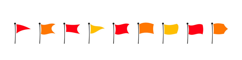 Set of red flag icons illustration