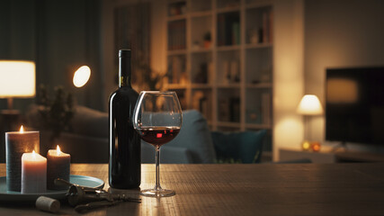 Fototapeta Excellent red wine tasting at night obraz