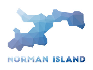 Low poly map of Norman Island. Geometric illustration of the island. Norman Island polygonal map. Technology, internet, network concept. Vector illustration.