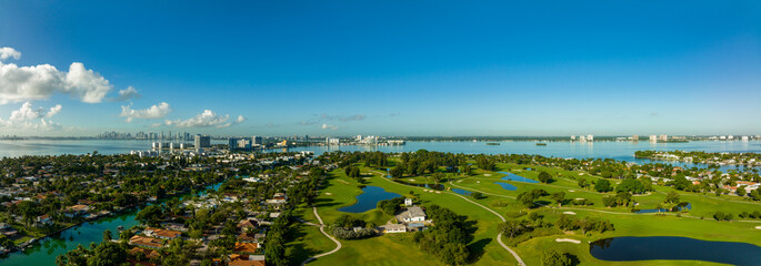 Luxury homes on golf course landscape