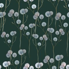 Mauve branches seamless pattern on dark background  © Uli Prozorova