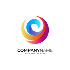 abstract wave logo in colorful circle shape