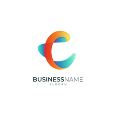 Obraz premium simple letter C logo, C initial logo in gradient blue and orange colors