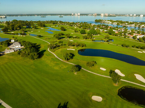 Aerial photo golf course scene in Miami Beach FL