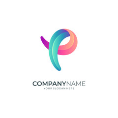 simple initial letter P logo with gradient colors