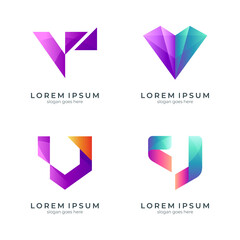 a set of letter V logos in various concepts