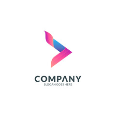 arrow or media play logo with simple concept
