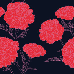 Carnation flower themed surface pattern design