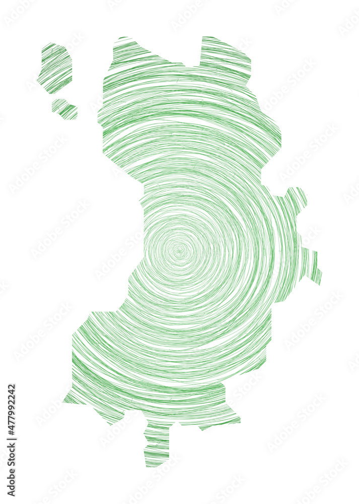 Poster ko tao map filled with concentric circles. sketch-style circles in the shape of the island. vector i