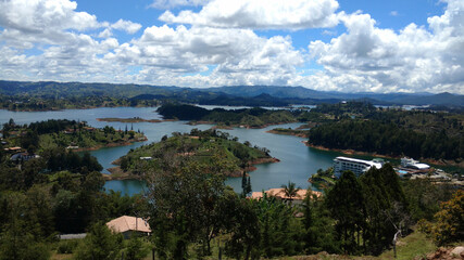 The Guatape Dam in Colombia has strong and beautiful colors in the center of the country
