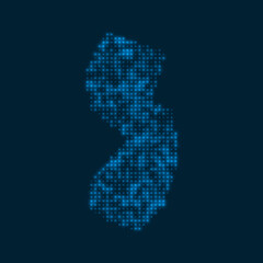 New Jersey dotted glowing map. Shape of the us state with blue bright bulbs. Vector illustration.