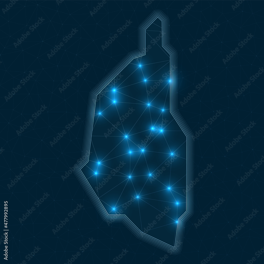 Aufkleber kapas island network map. abstract geometric map of the island. digital connections and telecommunic