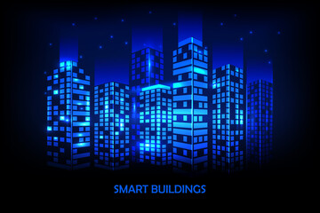Smart buildings for your design, banner and website. Vector template of the landing page.