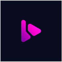 B Initial play logo design vector template